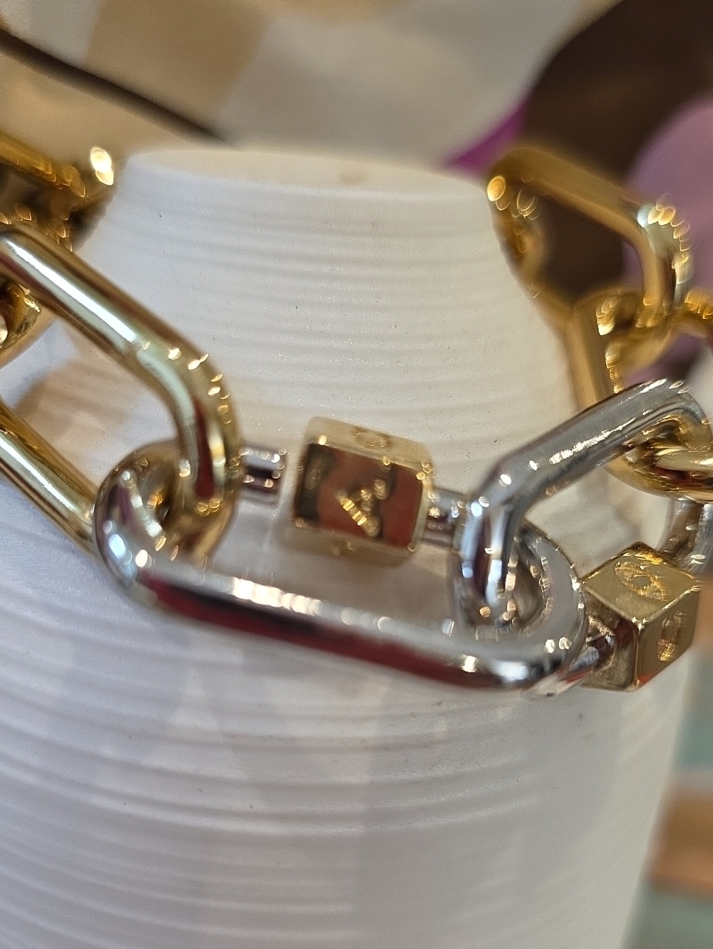 Coach 2 Toned Chain Link 8 Inch Braclet Nwt - Picture 2 of 9